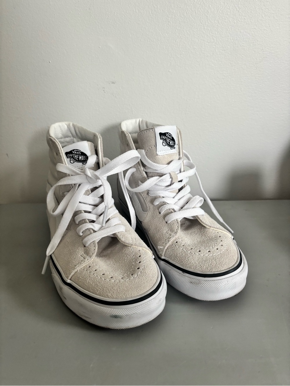 Vans Off-White Suede High-Top Sneakers with White Laces